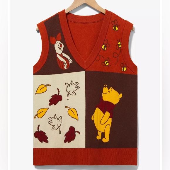 Disney Boxlunch Women M Winnie The Pooh Fall Icons Color Block Sweater Vest - Picture 1 of 9